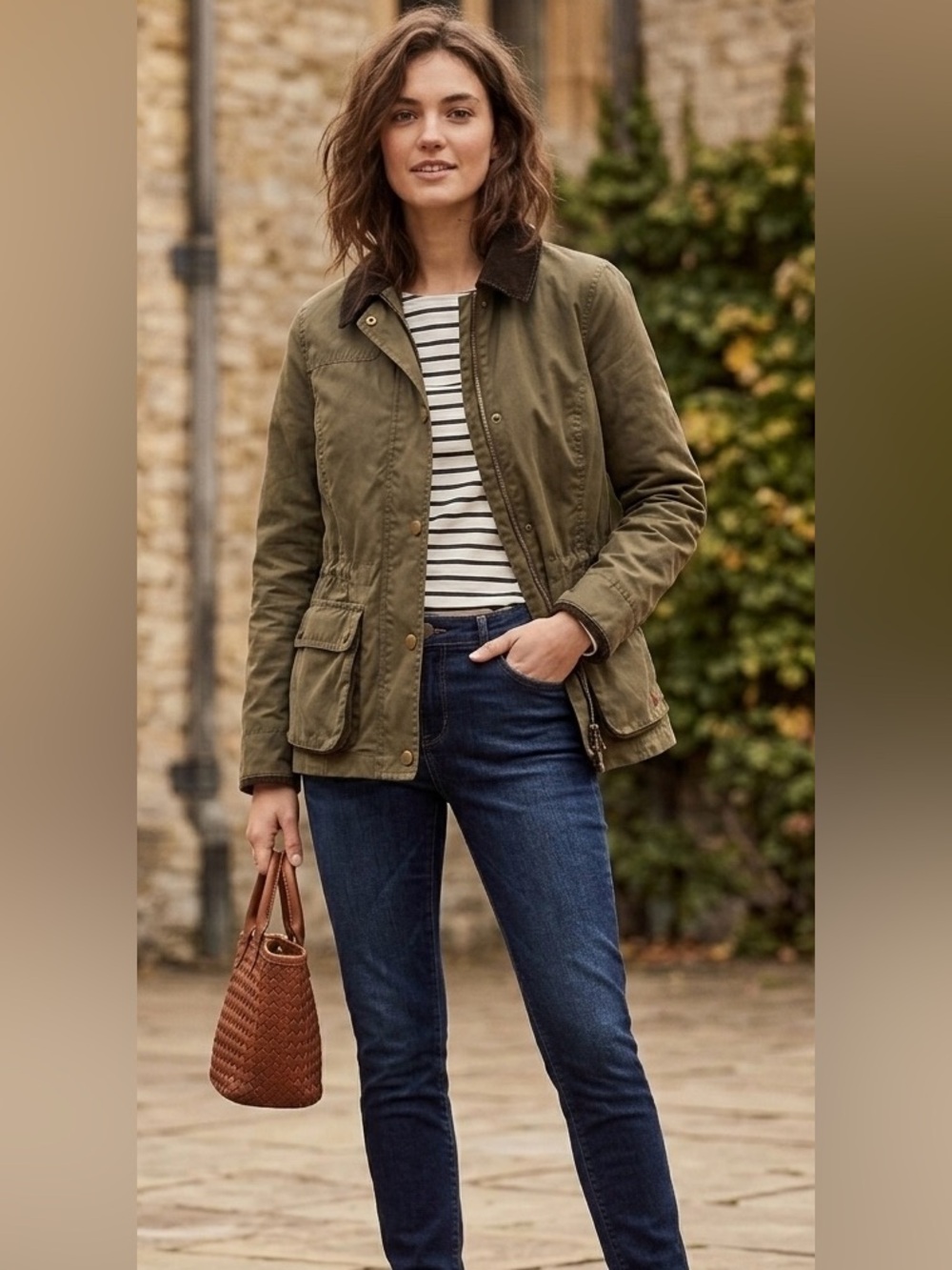 Jack Wills Olive Green Utility Jacket with Cord Collar